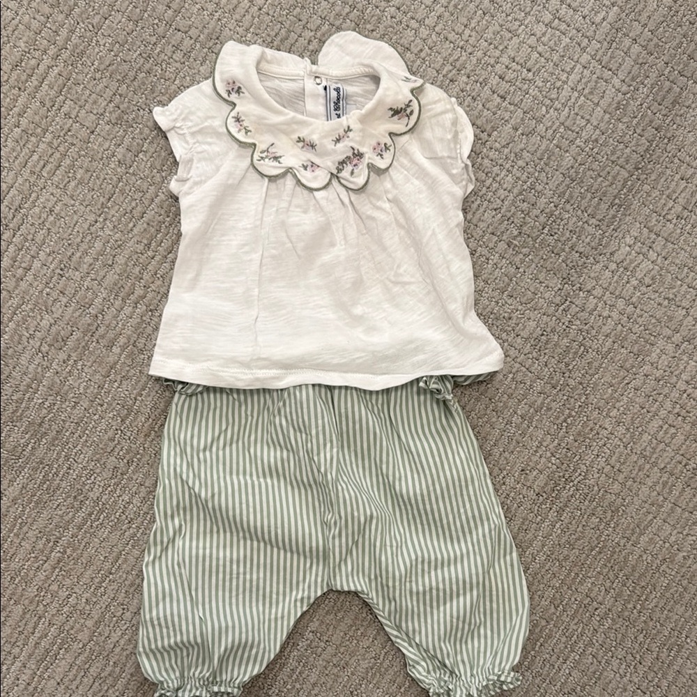 Tartine et Chocolate embroidered top and pants, 1A, 12M